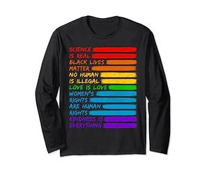 Science is Real Black Lives Matter Shirt LGBT Rainbow Flag Manche Longue