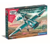 Clementoni - 52225 - Science et Jeu - Mon Atelier de Mécanique - Avions et Hélicoptères - Jeu de Construction et Création pour Enfants - Dès 8 Ans et plus - 10 Modèles Réalisables