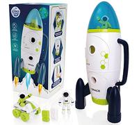 Science Kidz Jeu de fusées spatiales - Jouets spatiaux pour enfants âgés de 3, 4, 2 astronautes, voiture Rover et piles incluses - Jouets spatiaux pour enfants