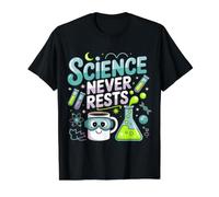Science Never Rests Expérimentez Curious Nerd - T-Shirt Graphique avec Valeur, Homme, Noir, L