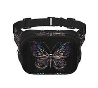 Science Papillon Carré Double Couche Ceinture Ceinture Sac Banane Unisexe Partout Sac Fanny Sac à Main pour Course Voyage Randonnée Fitness Noir Taille Unique, Noir/blanc, One Size