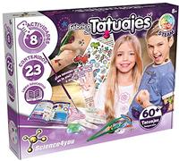 Science4you - Fábrica 60 Tatuajes Temporales Con Ingredientes Naturales - Kit Para Hacer Tatuajes Para Niñas - Juego de Manualidades, Regalo Original Para Niñas, Multicolor