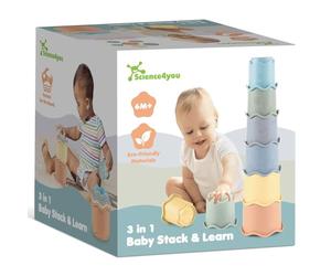 Science4you Gobelets Empilables Bébé 3 en 1 - Jouet Bébé Empilable avec 6 Gobelets, Bain Plage Intérieur, 6 9 12 Mois+