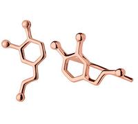 ScienceFox Boucles d'oreilles molécule de dopamine - Argent sterling 925 - Finition rhodium, or & or rose - Bijoux hormone du bonheur pour les passionnés de science (Plaqué Or Rose)