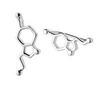 ScienceFox Boucles d'oreilles molécule de sérotonine - Argent sterling 925 - Finition rhodium, or et or rose - Bijoux d'hormone du bonheur pour les passionnés de science (Argent sterling 925)