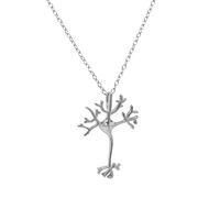 ScienceFox Pendentif neuron en forme de cellules nerveuses avec chaîne en argent sterling 925 en argent, or rose, chaîne de 40 cm et rallonge de 7 cm, Argent sterling, neurone