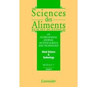 Sciences des aliments vol.23 n. 1/2003 meat science and tech - Sda - Technique Et Documentation - broché - Livre