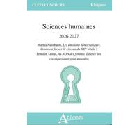 Sciences Humaines 2026-2027: Martha Nussbaum, Les émotions démocratiques. Comment former le citoyen du XXIe siècle ? ; Jennifer Tamas, Au NON des femmes. Libérer nos classiques du regard masculin