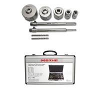 Scies à béton 9 pièces en coffret. Perceuse Ø 30 40 65 80 100 mm, carotteuse avec tige conique pour mur en pierre de ciment, foret de guidage, adaptateur de rallonge 300 mm SDS.
