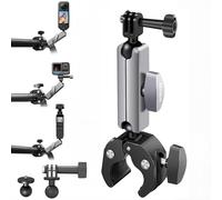 SciFiVisi Go Pro Support de guidon de vélo en aluminium pour caméra d'action double rotule rotative à 360° pour Go Pro Insta 360 X3 Go 3 Hero 13 12 11 10