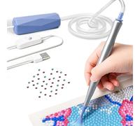 SciFiVisi Stylo de peinture diamant électrique - Accessoire de peinture sous vide pour stylos de peinture diamant 5D, avec câble USB et 3 têtes de rechange stylées - Durable et stable - Bleu