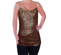 Scintillant Paillette Lanière Gilet Top Cami Paillettes Sans manches Camisole