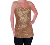 Scintillant Paillette Lanière Gilet Top Cami Paillettes Sans manches Camisole