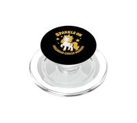 Scintillant sur Un Joli Ruban doré en Forme de Licorne, Guerrier du Cancer chez l'enfant PopSockets PopGrip pour MagSafe