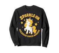 Scintillant sur Un Joli Ruban doré en Forme de Licorne, Guerrier du Cancer chez l'enfant Sweatshirt