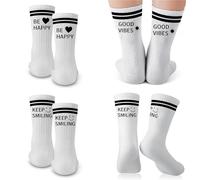 Scinzene Happy Socks Lot de 3 paires de chaussettes de tennis avec inscription en allemand pour femme Chaussettes confortables et cool en coton respirant pour le sport, la vie quotidienne ou comme