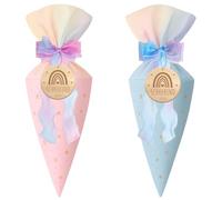 Scinzene Lot de 2 sacs d'école pour frères et sœurs, petits sacs d'école, sacs cadeaux d'école, sac à sucre, petits sacs à sucre, petits sacs d'école, pour garçons et filles (bleu + rose)