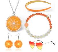 Scinzene Lot de 5 boucles d'oreilles Aperol Spritz - Accessoires de costume d'Aperol pour femme avec lunettes de soleil, collier, pince à cheveux et bracelet - Cadeau parfait pour les fêtes à thème