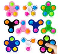 SCIONE 10 Pack Bubble Pop Fidget Spinners à Presser Simple Pop Fidget Jouet pour Enfants Adultes, Pop Cadeaux de Fête Remplisseurs de Sacs-Cadeaux Packs Fidget Sensoriels Soulager Stress Anxiété TDAH