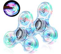 SCIONE 2 pcs Fidget Spinner LED Cristal Hand Spinner Lumineux Jouet Sensoriel Fidget Toys Anti Stress ADHD pour Enfants Adultes Halloween Noël Blanc
