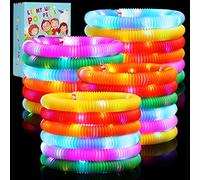 SCIONE 24 Pack Pop Tubes Lumineux Fidget Jouets Sensoriels de Tuyau pour Enfant Jouets Motricité Fine de Tout-Petit Pop LED Bâtons Lumineux Party Favours Fournitures de Fête Lumineuses Cadeau de Noël