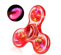SCIONE Fidget Spinner LED Cristal Hand Spinner Lumineux Jouet Sensoriel Fidget Toys Anti Stress ADHD pour Enfants Adultes Halloween Noël Rouge