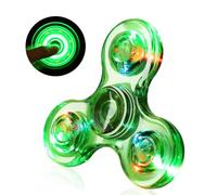 SCIONE Fidget Spinner LED Cristal Hand Spinner Lumineux Jouet Sensoriel Fidget Toys Anti Stress ADHD pour Enfants Adultes Halloween Noël Vert