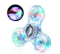 SCIONE Fidget Spinner LED Cristal Hand Spinner Lumineux Jouet Sensoriel Fidget Toys Anti Stress ADHD pour Enfants Adultes Halloween Noël Blanc