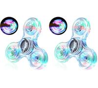 SCIONE Fidget Spinner LED Cristal Hand Spinner Lumineux Jouet Sensoriel Fidget Toys Anti Stress ADHD pour Enfants Adultes Halloween Noël Blanc (Lot de 2)