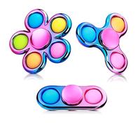 SCIONE Lot de 3 Fidget Spinner Pop, Fidget Spinner à Bulles à Presser, Jouet Sensoriel Anti-Stress pour Enfants TDAH, Anxiété et Relaxation