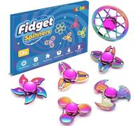 SCIONE Lot de 6 Hand Spinners Métalliques - Jouets Sensoriels Premium pour ADHD et Anti-Stress | Jouets Discrets pour la Concentration Enfants & Adultes | Cadeau d'anniversaire et Fête Idéal