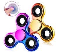 SCIONE Pack de 2 Fidget Spinners Dégradé Violet-Bleu & Rouge-Jaune - Jouets Silencieux pour la adeaux d’Anniversaire, Aide à la Concentration et au Calme (TDAH, Anxiété)