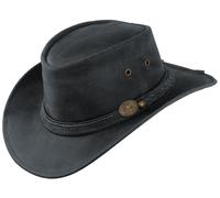 Scippis Chapeau Western Irving Cowhide chapeau en cuir (L (58-59 cm) - noir)