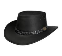 Scippis Chapeau en Cuir Wallaroo Chapeau de Cowboy (L (58-59 cm) - Noir)