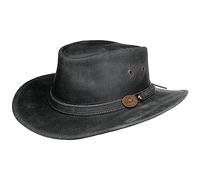 Scippis Chapeau Western Irving Cowhide chapeau en cuir (L (58-59 cm) - noir)
