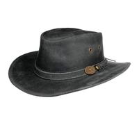 Scippis Chapeau Western Irving Cowhide chapeau en cuir (M (56-57 cm) - noir)