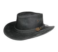 Scippis Chapeau Western Irving Cowhide chapeau en cuir (S (54-55 cm) - noir)