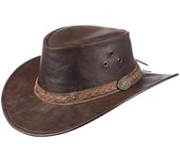 Scippis CooRoo Chapeau australien en cuir de kangourou véritable, pliable et résistant aux intempéries, fabriqué en Australie, marron, M