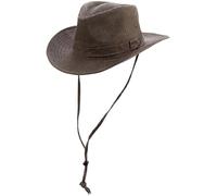 Scippis Jackson Chapeau d'extérieur pour homme et femme - Chapeau western en coton - UPF50+ avec mentonnière - Bord malléable - Chapeau d'été pour l'extérieur, le camping, la randonnée, marron, S-M