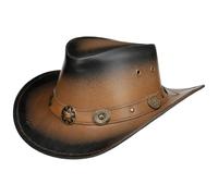 Scippis Tombstone Chapeau en Cuir pour Homme Chapeau de Cowboy, Marron, S