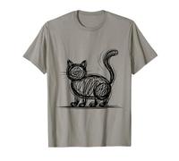 Scirrble Cat Lover Minimal Line Art Abstrait Gribouillage Art T-Shirt