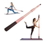 Scisum Bâton de yoga rose de 147 cm - Bâton d'étirement en alliage d'acier pour mobilité et exercice avec coussinets pour le cou et les mains, outil de flexibilité des épaules pour yoga, pilates et