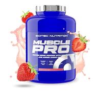 Scitec Nutrition Muscle Pro - Mélange de protéines enrichi - avec créatine - sans lactose ni gluten - protéines végétales et animales - avec EAAs, 2.5 kg, Aourt à la fraise