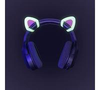 sciuU Kitty Ears Décoratif pour Casque, Oreilles en Silicone Décoration de Chat Mignon, Compatible avec Gaming Headsets Sony/HyperX, Installation avec Sangles de Fixation Réglables, Fluorescence