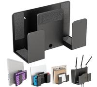 sciuU Support Mural à 2 Couches pour Ordinateur Portable Tablette Clavier | Universelle Étagère Murale en Métal Acier pour 2 Appareils Épaisseur < 4 cm, pour Boîtier TV, Routeur, Liseuse