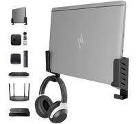 sciuU Support Mural Ordinateur Portable Vertical Support Mini PC Rangement | Compatible avec MacBook, Lenovo, HP, ASUS, Switch. Pour appareils <4cm, fixation ruban sans perçage ou vis, crochets de câble