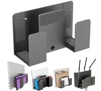 sciuU Support Mural pour Ordinateur Portable Tablette Clavier - Design à 2 Couches - Universelle Étagère Murale en Métal pour 2 Appareils Épaisseur < 4 cm, pour Boîtier TV, Routeur, Liseuse