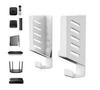 sciuU Support Mural Universel pour Box Internet Télécommande Routeur Modem | compatible avec Xiaomi TV Box S, Apple TV. Pour appareils <4cm, fixation ruban sans perçage ou vis, avec crochets câble