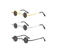SCJJZ 3 Pièces Lunettes de Soleil Rétro Petites Rondes, Mini Vintage Élégant Hippy Petit Cadre Cercle Lunettes de Soleil, Steampunk Lunettes de Soleil Polarisées pour Femmes et Hommes,3 couleurs