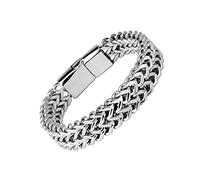 SCJJZ bracelet homme,bracelet homme personnalisé,bijoux homme,Bracelet Homme Acier Titane Double Rang Avant et Arrière Boucle Magnétique